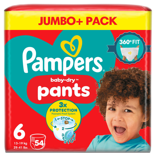 Pampers Baby Dry Nappy Pants Size 6 Jumbo+ 54 Pack — image 1