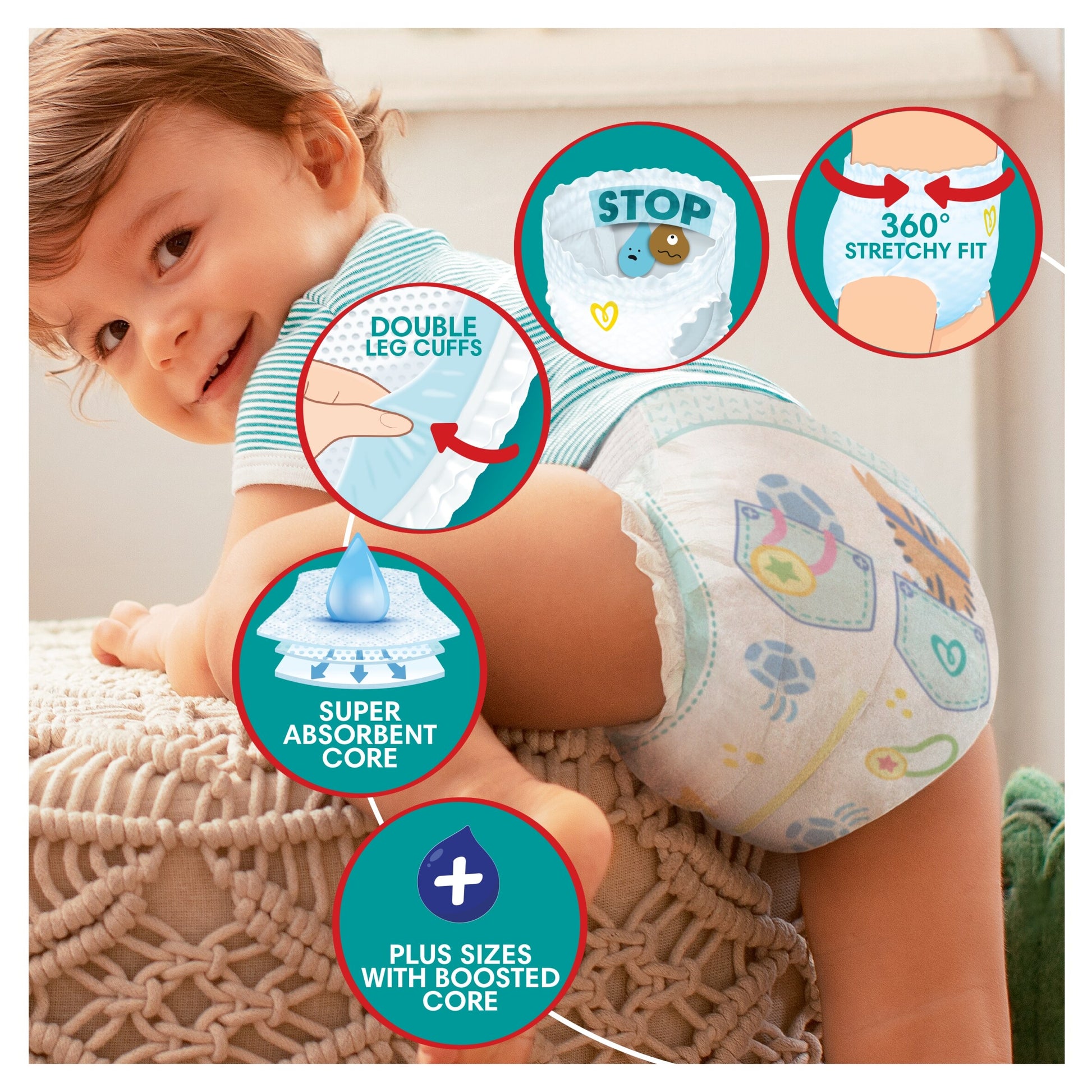 Pampers Baby-Dry Nappy Pants Size 6+ Jumbo+ Pack 52 Pack — image 3