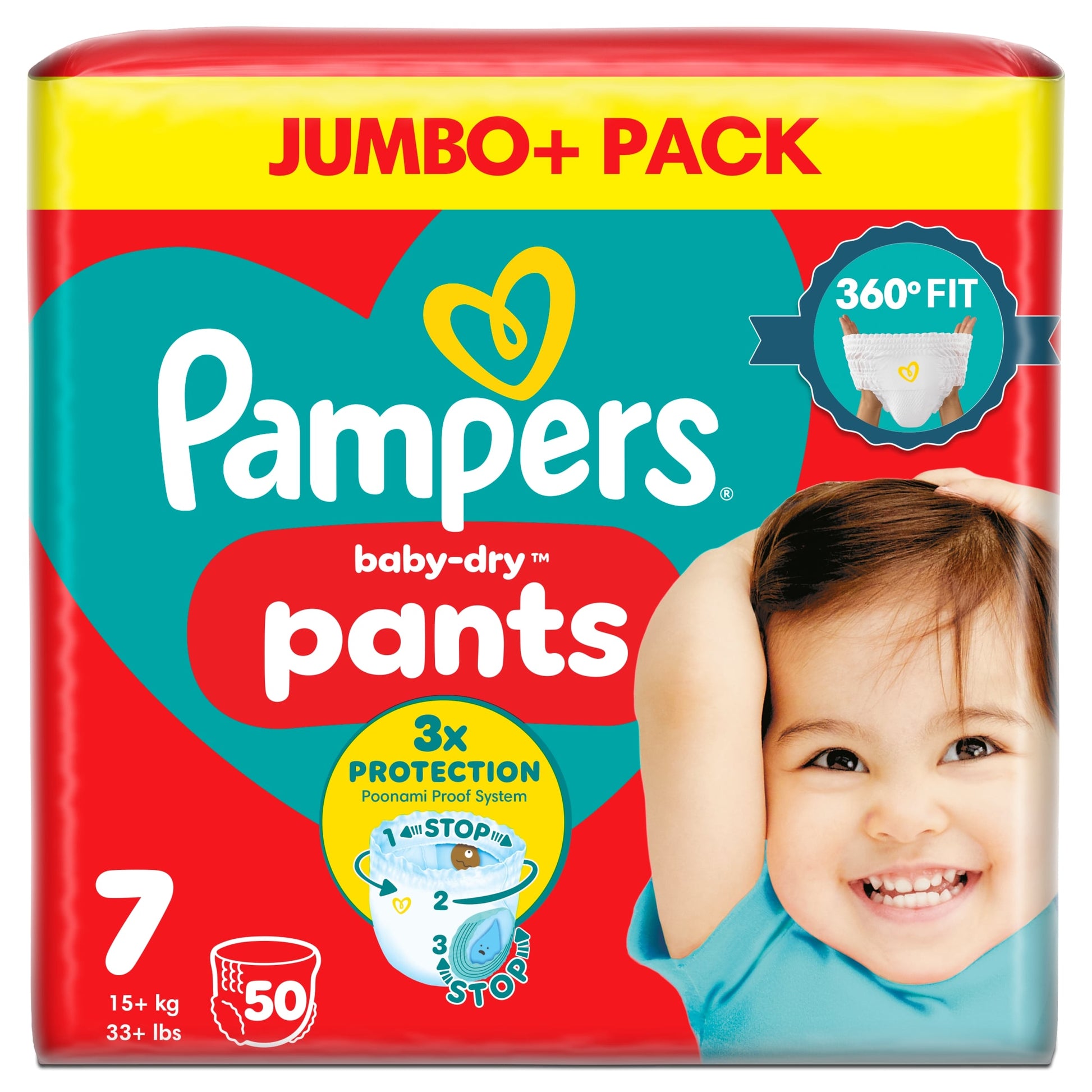 Pampers Baby-Dry Nappy Pants Size 7 Jumbo+ Pack 50 Pack — image 1
