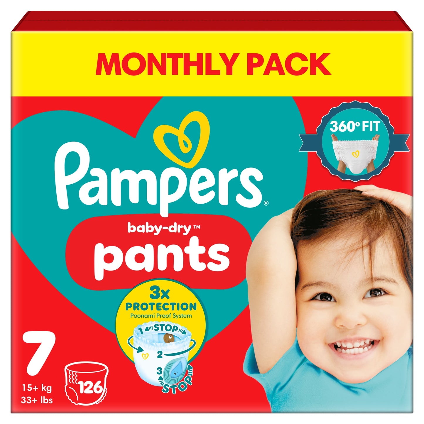 Pampers Baby-Dry Nappy Pants Size 7 Monthly Pack 126 Pack — image 1