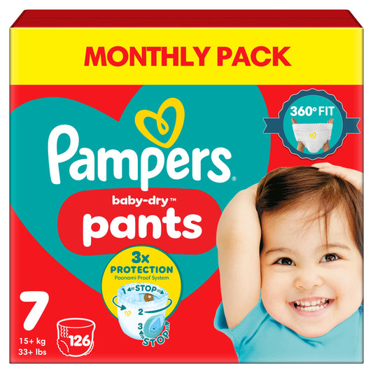 Pampers Baby-Dry Nappy Pants Size 7 Monthly Pack 126 Pack — image 1