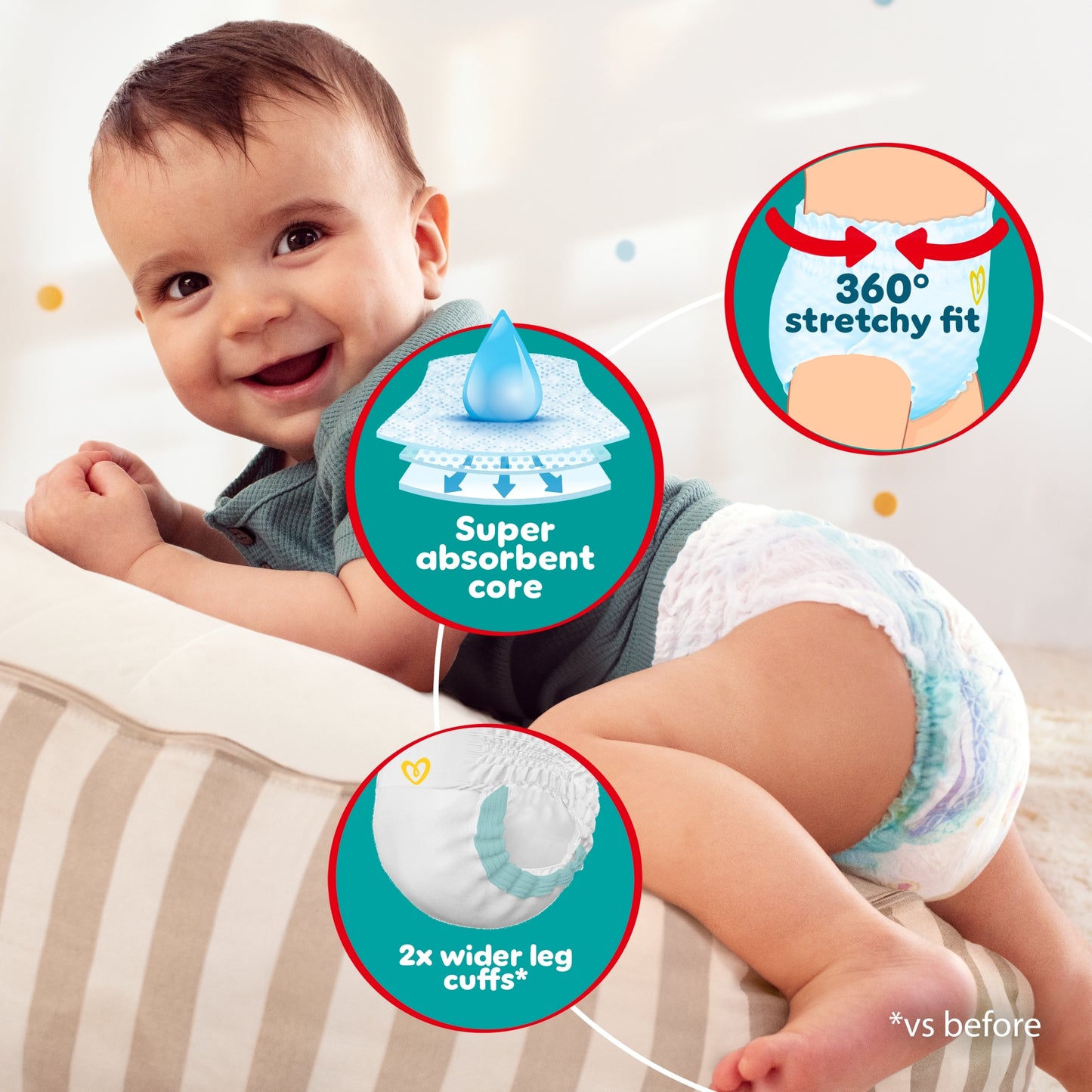 Pampers Baby Dry Nappy Pants Size 9 Essential Pack 19 Nappies — image 3