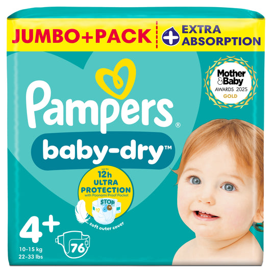 Pampers Baby-Dry Size 4+ Nappies Jumbo+ Pack 76 Pack — image 1