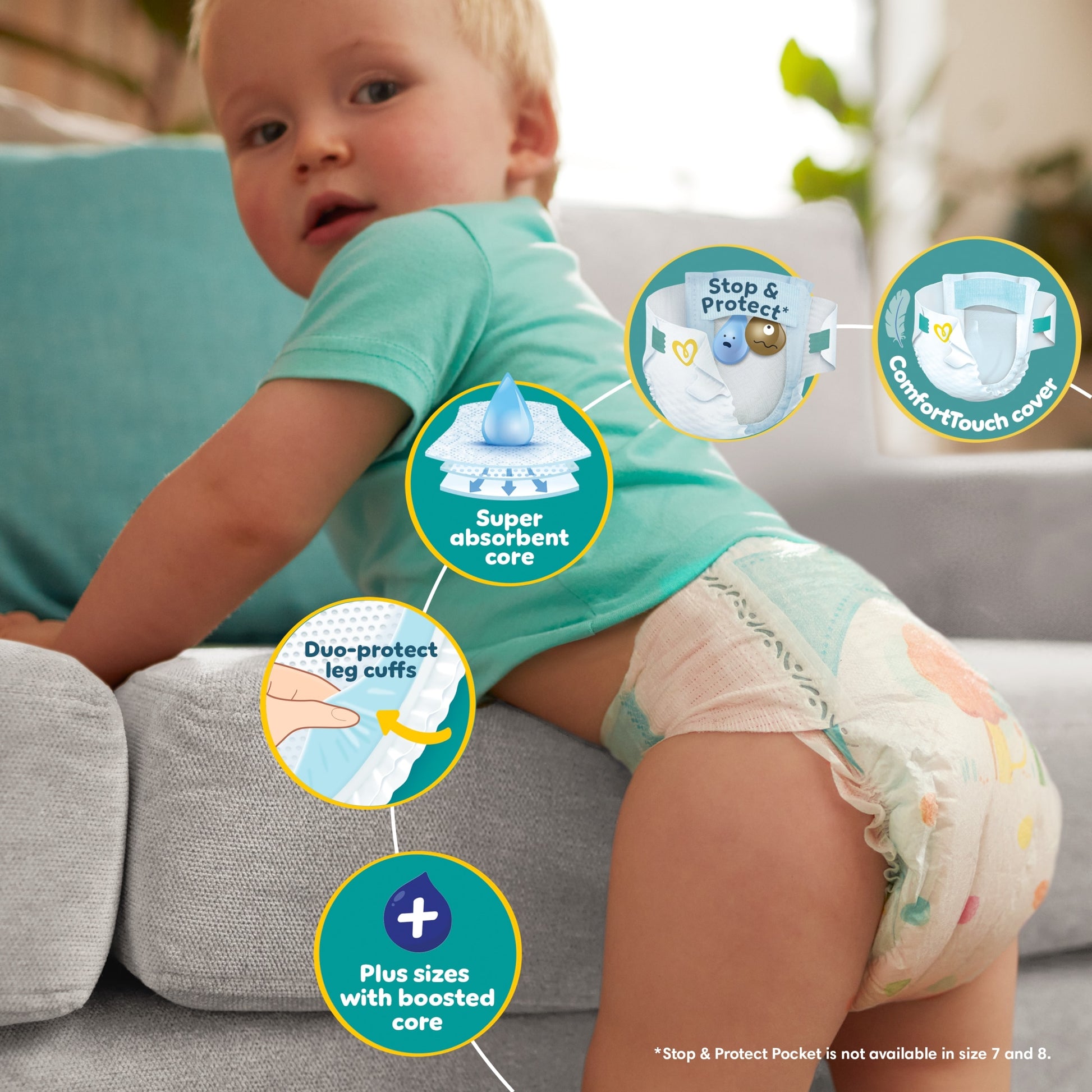 Pampers Baby-Dry Size 4+ Nappies Jumbo+ Pack 76 Pack — image 4