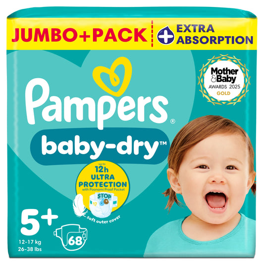 Pampers Baby Dry Size 5+ Jumbo+ Pack 68 Nappies — image 1