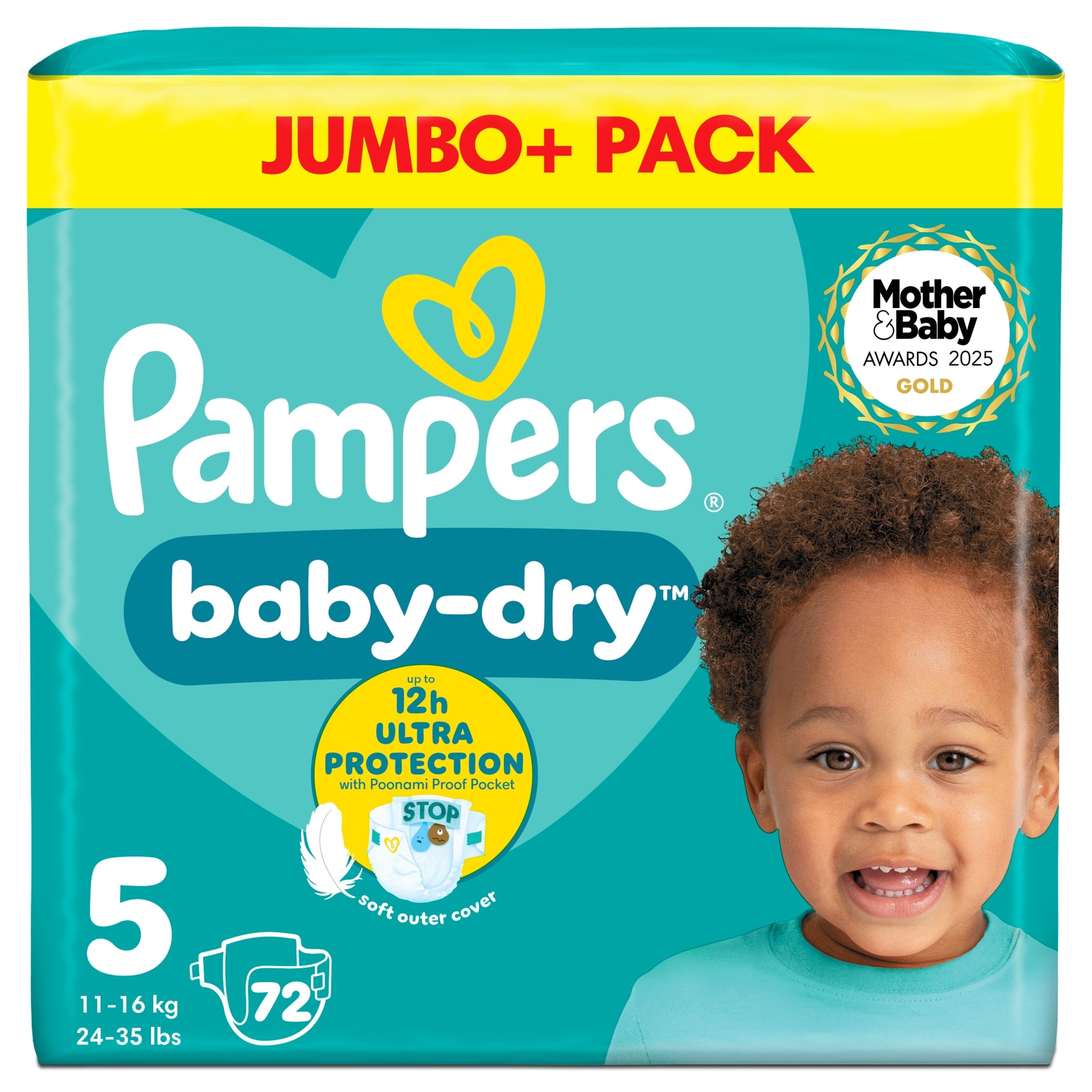 Pampers Baby Dry Size 5 Jumbo+ Pack 72 Nappies — image 1