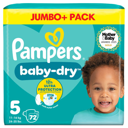 Pampers Baby Dry Size 5 Jumbo+ Pack 72 Nappies — image 1