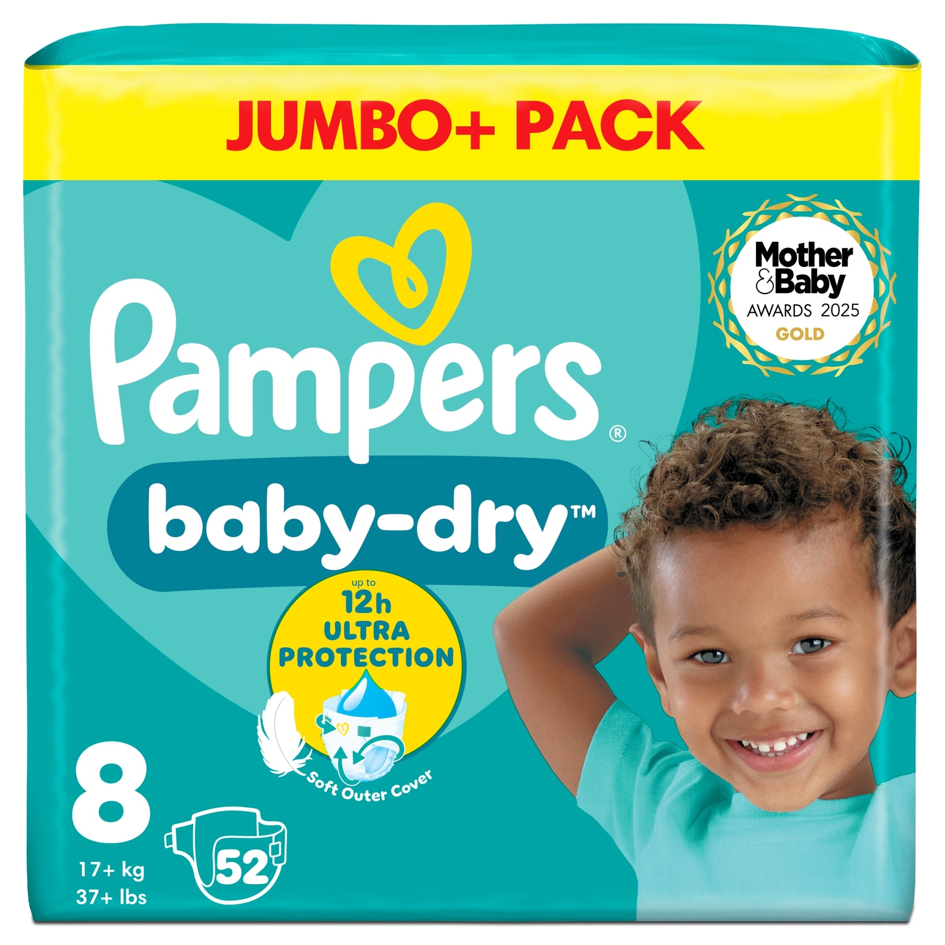 Pampers Baby Dry Size 8 Jumbo+ 52 Nappies — image 1