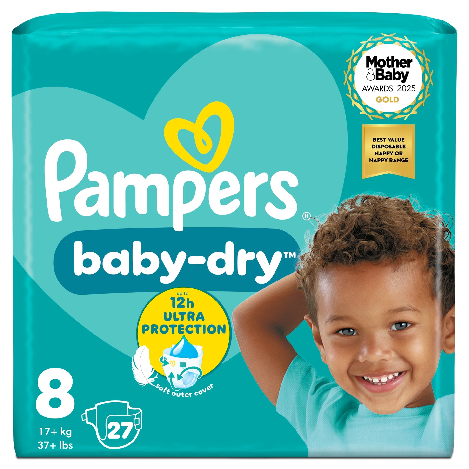 Pampers Baby-Dry Size 8 Nappies Essential Pack 27 Pack — image 1