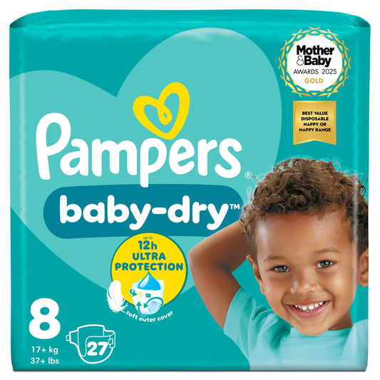 Pampers Baby-Dry Size 8 Nappies Essential Pack 27 Pack — image 1