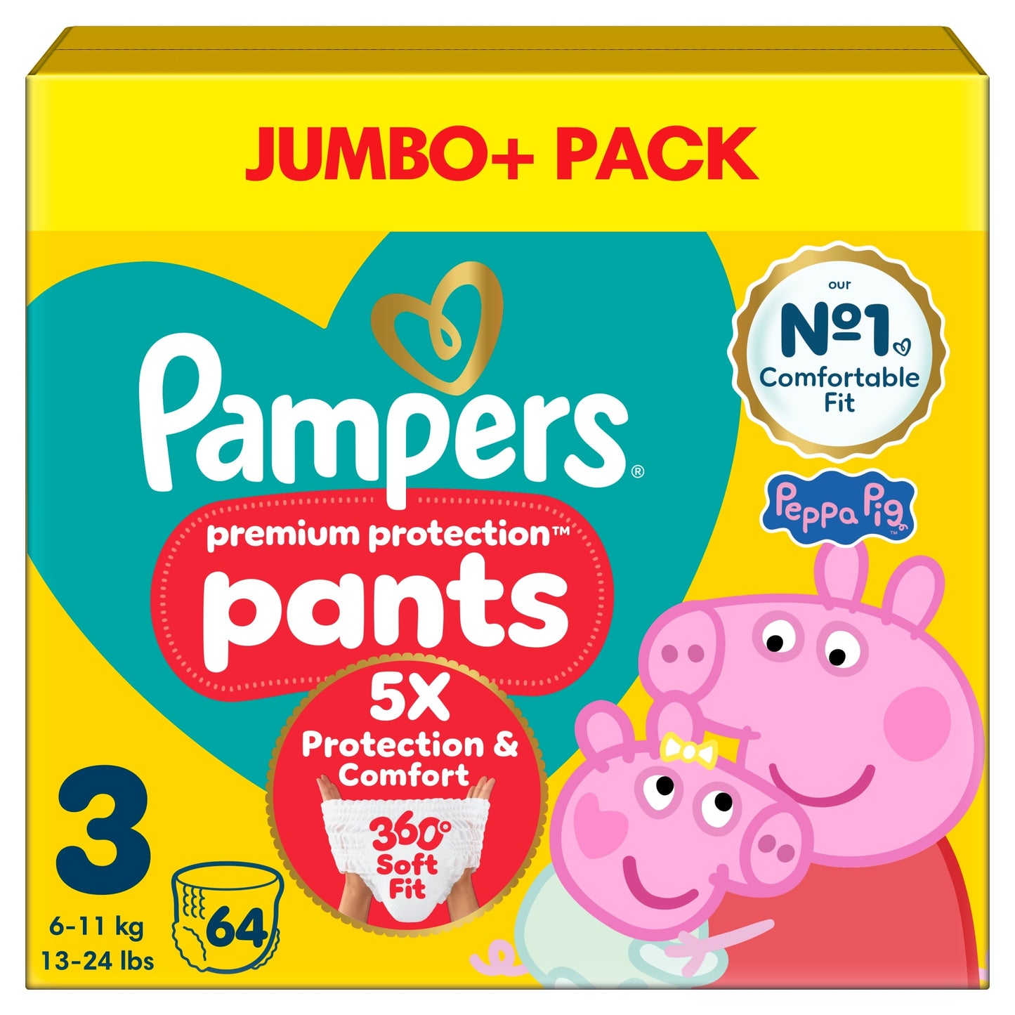 Pampers New Baby Nappy Pants Size 3 Jumbo Pack 64 Nappies — image 2
