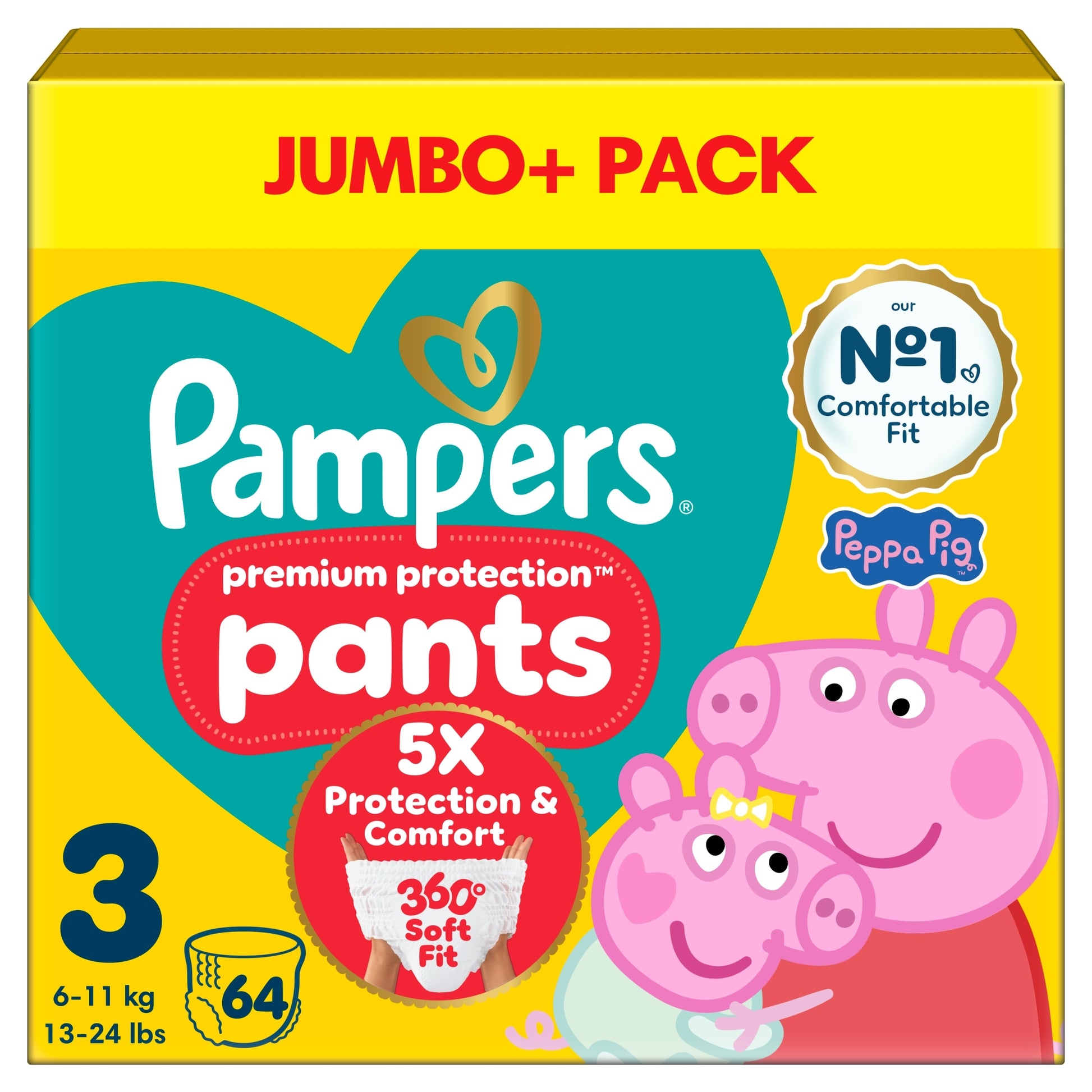 Pampers New Baby Nappy Pants Size 3 Jumbo Pack 64 Nappies — image 2