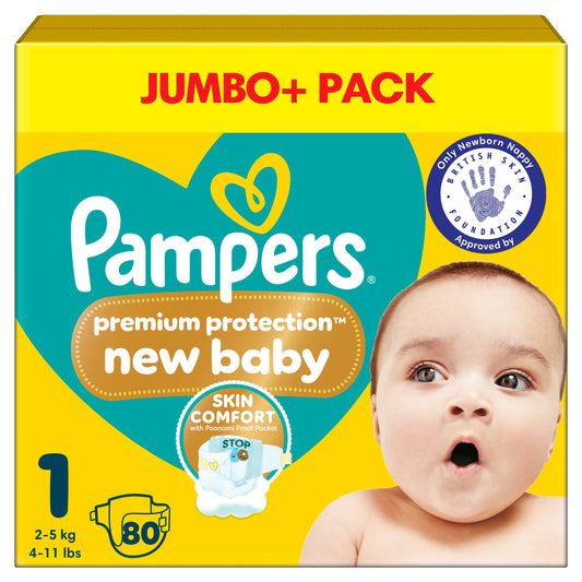 Pampers New Baby Size 1 80 Nappies Jumbo+ Pack — image 1