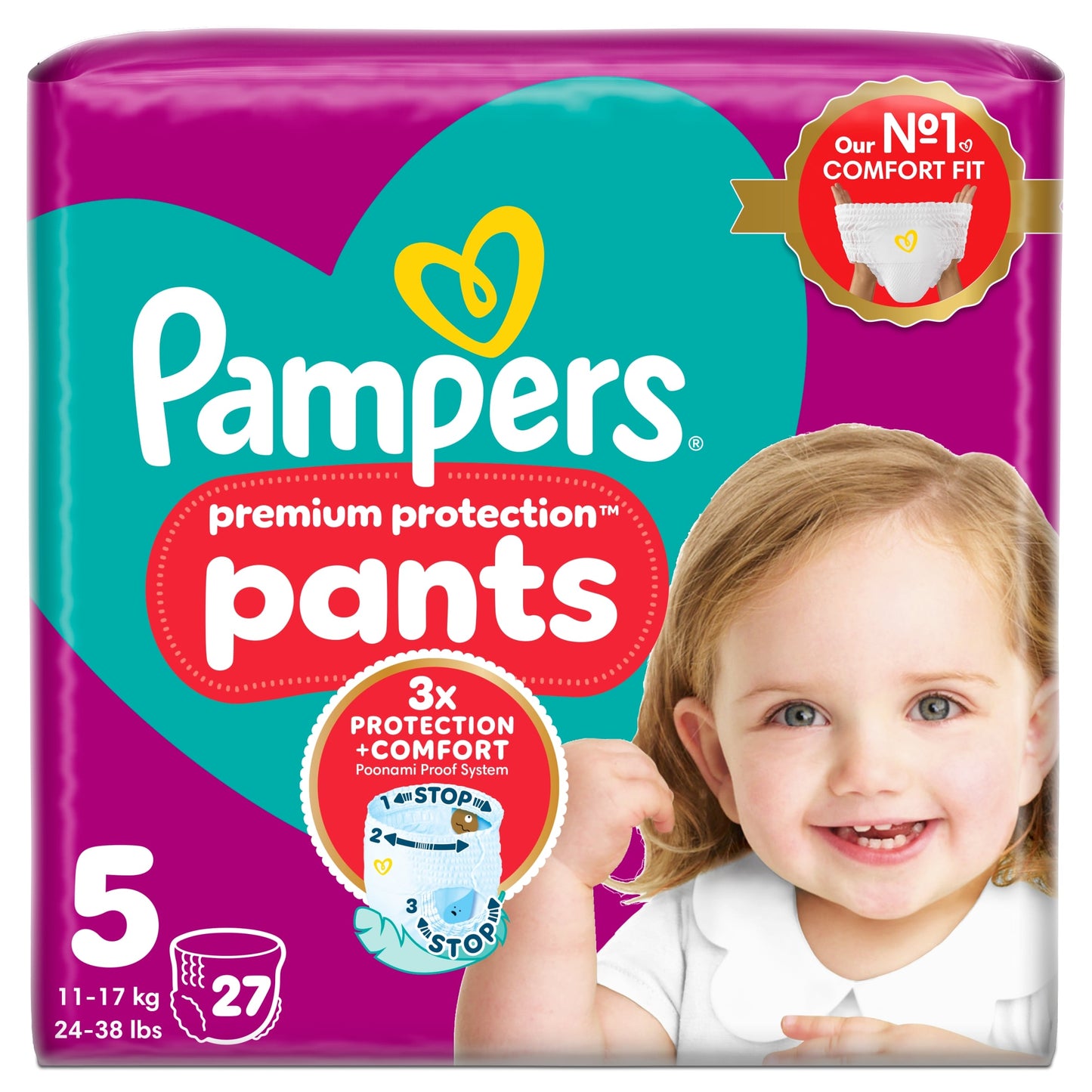 Pampers Premium Protection Nappy Pants Size 5 27 Pack — image 1