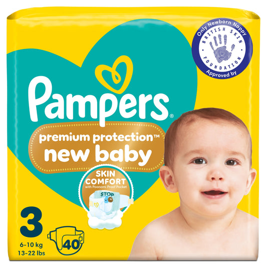 Pampers Premium Protection New Baby Size 3 40 Nappies — image 1