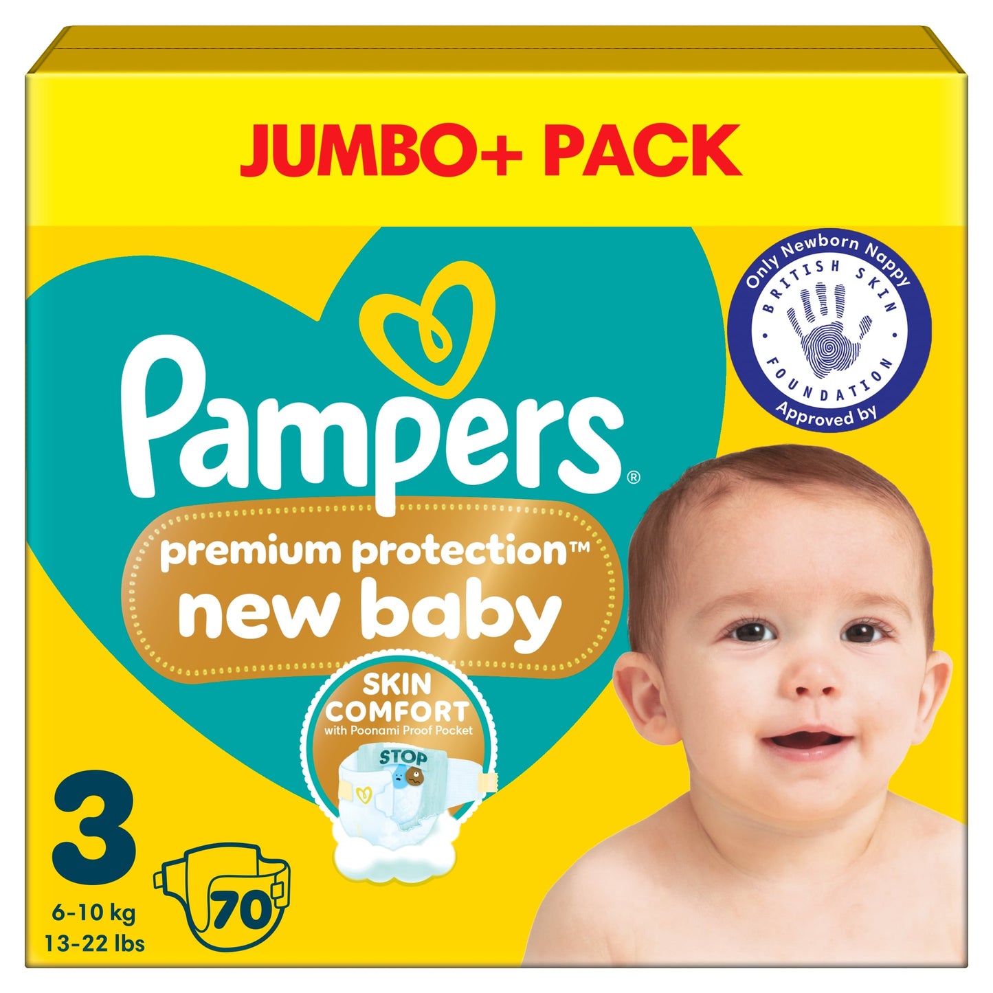 Pampers Premium Protection New Baby Size 3 70 Nappies — image 1