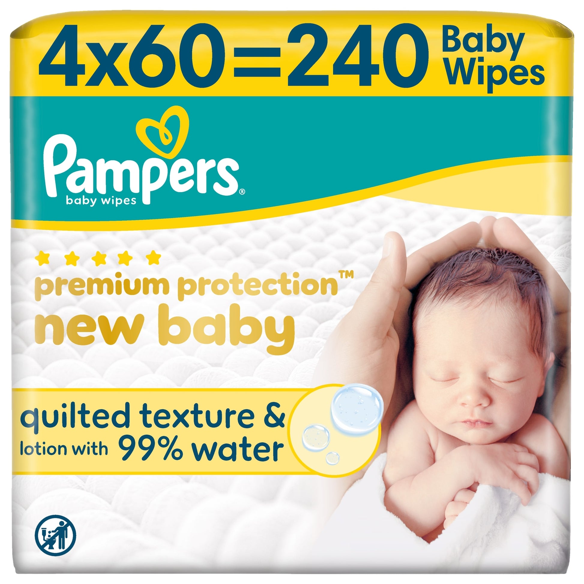 Pampers Premium Protection New Baby Wipes 4x 60 Wipes — image 1