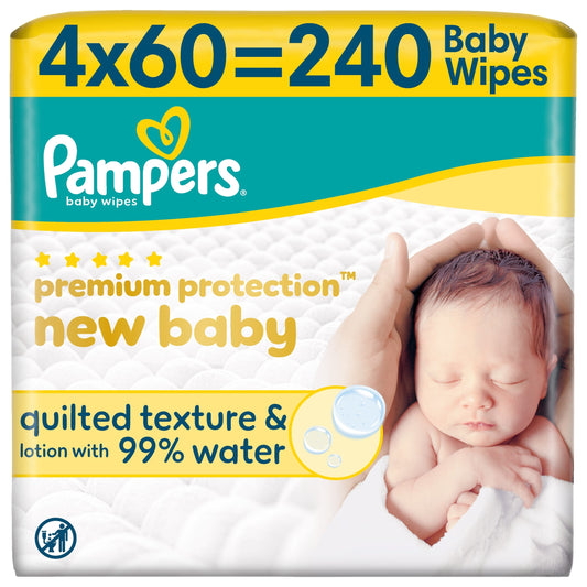 Pampers Premium Protection New Baby Wipes 4x 60 Wipes — image 1