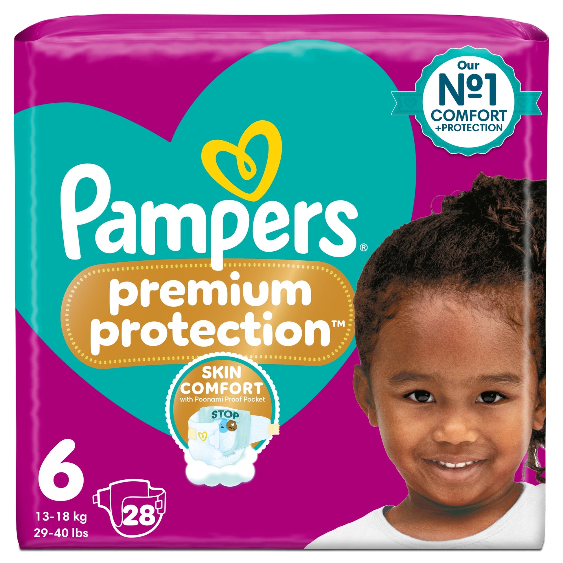 Pampers Premium Protection Size 6 28 Nappies — image 1