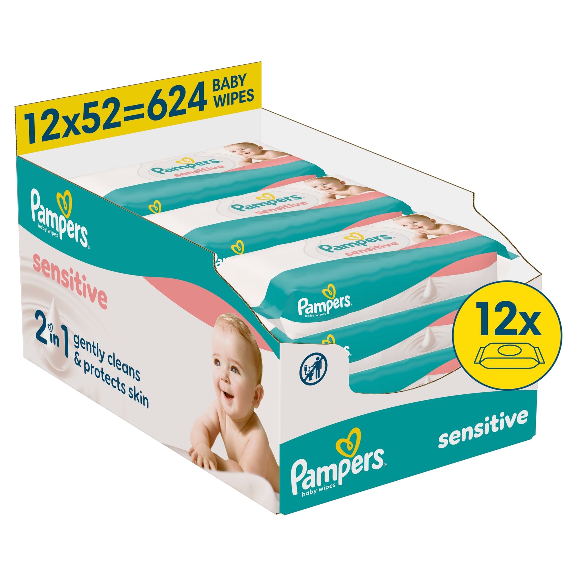 Pampers Sensitive Baby Wipes 0% Plastic 12X52 Wipes — image 1