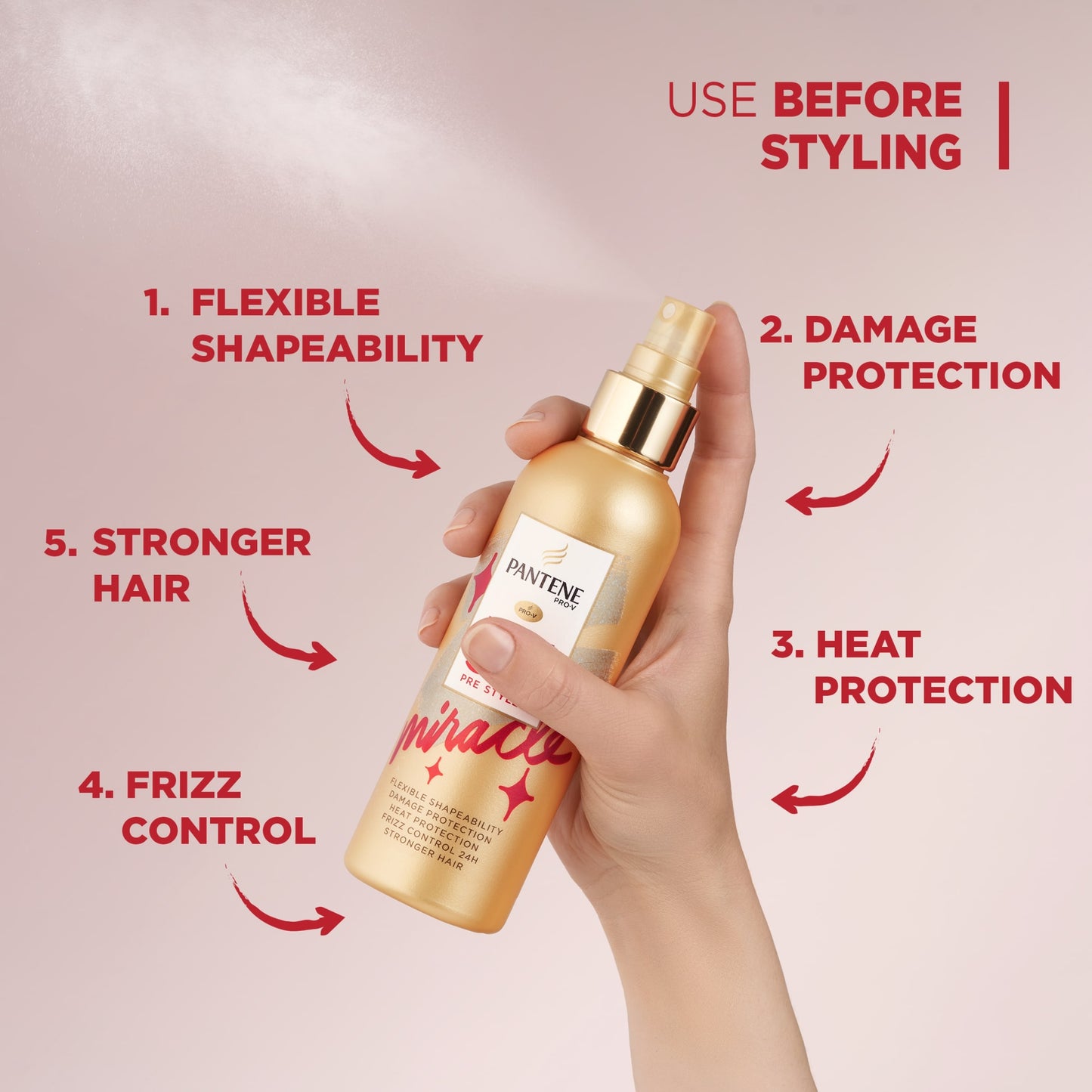 Pantene Miracle 5 In 1 Hair Pre-Styler Hairspray 200Ml — image 5