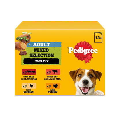Pedigree Adult Wet Dog Food Pouches Mixed in Gravy 12x100g — image 1