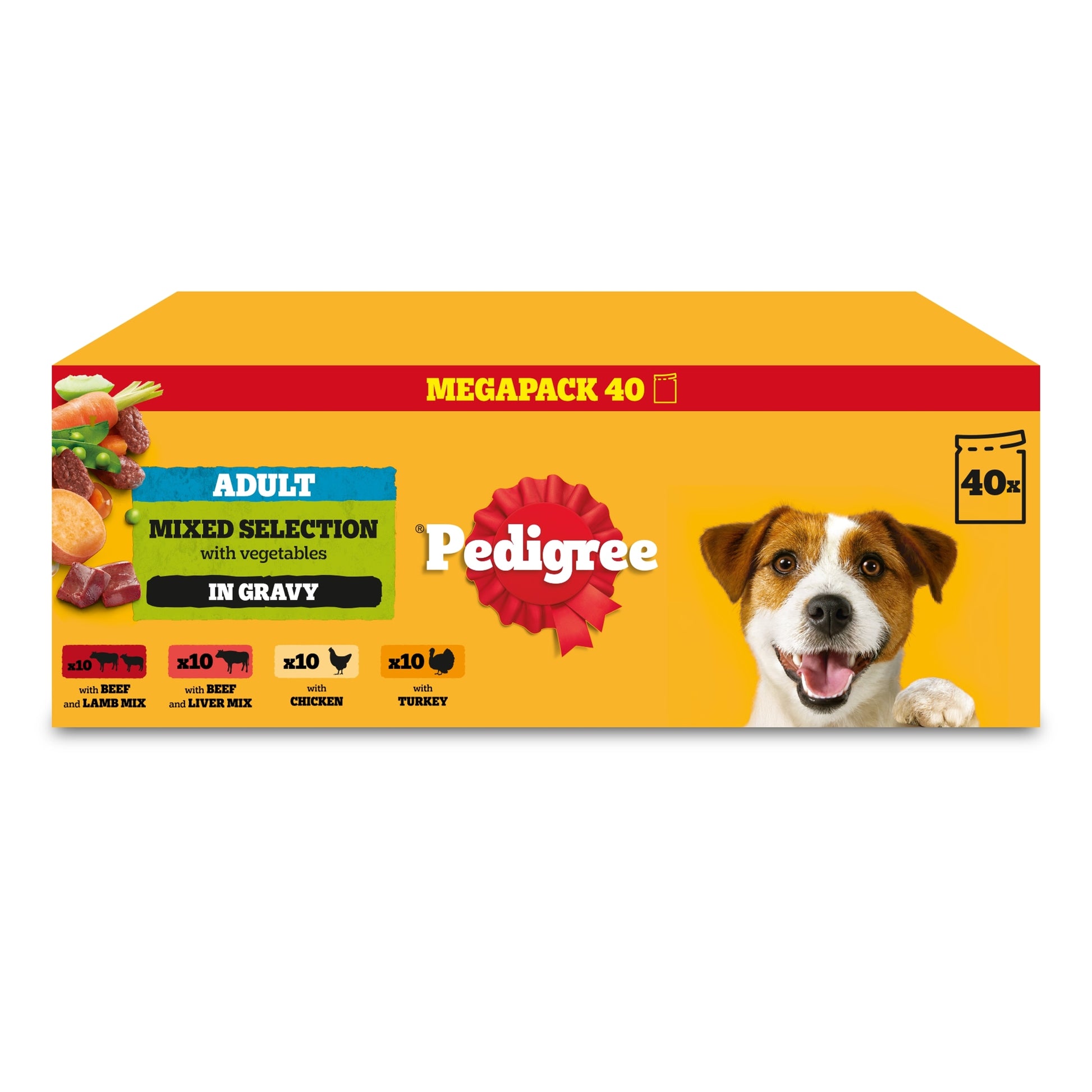 Pedigree Adult Wet Dog Food Pouches Mixed in Gravy 40x100g — image 1