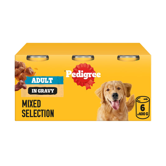 Pedigree Adult Wet Dog Food Tins Mixed in Gravy 6 x 400g — image 1