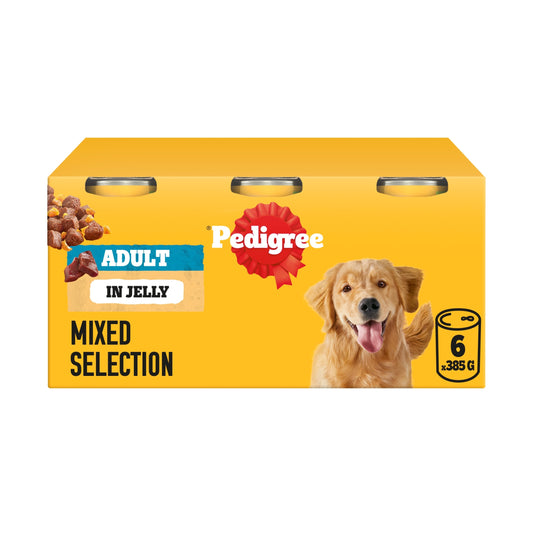 Pedigree Adult Wet Dog Food Tins Mixed in Jelly 6 x 385g — image 1