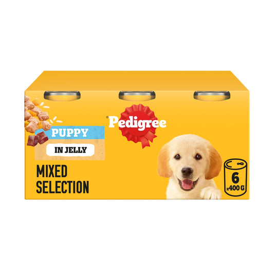 Pedigree Puppy Wet Dog Food Tins Mixed in Jelly 6 x 400g — image 1