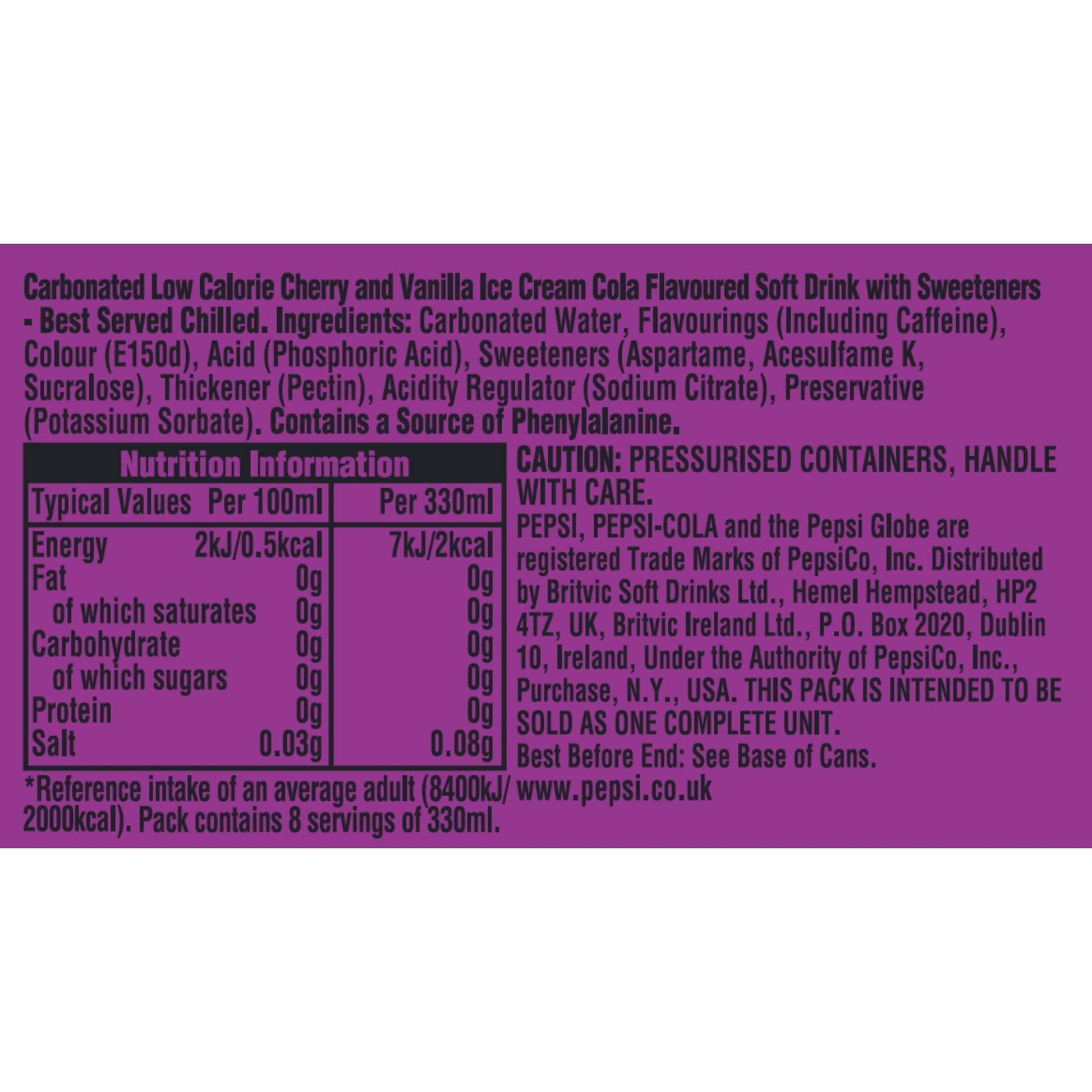 Pepsi Cherry & Vanilla Flavour 8 x 330ml — image 5