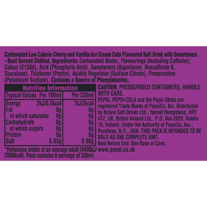 Pepsi Cherry & Vanilla Flavour 8 x 330ml — image 5
