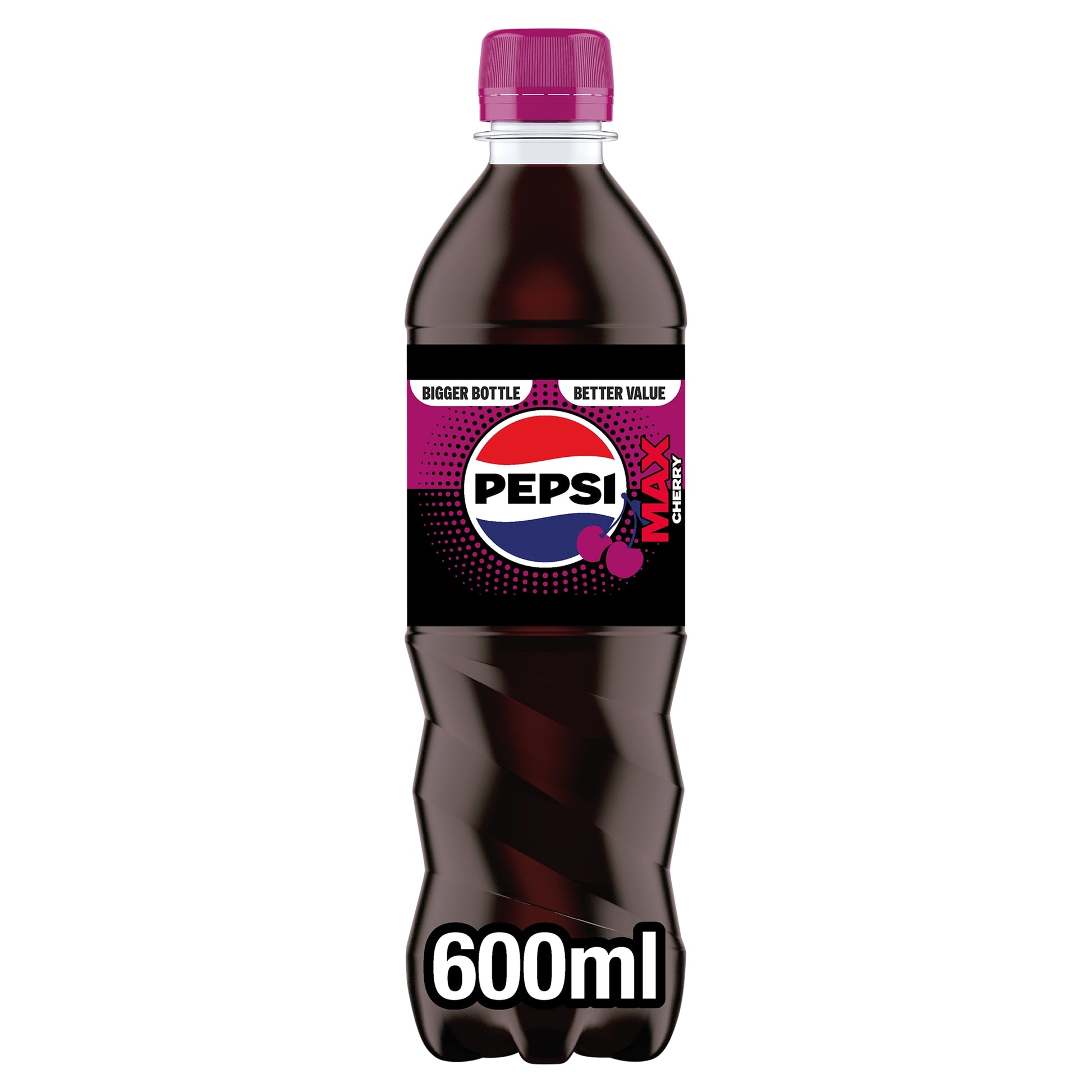 PEPSI MAX CHERRY NO SUGAR COLA SOFT DRINK 600ML — image 1