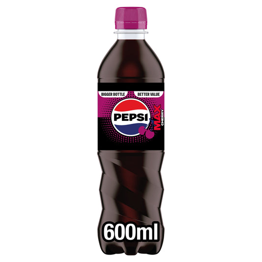 PEPSI MAX CHERRY NO SUGAR COLA SOFT DRINK 600ML — image 1