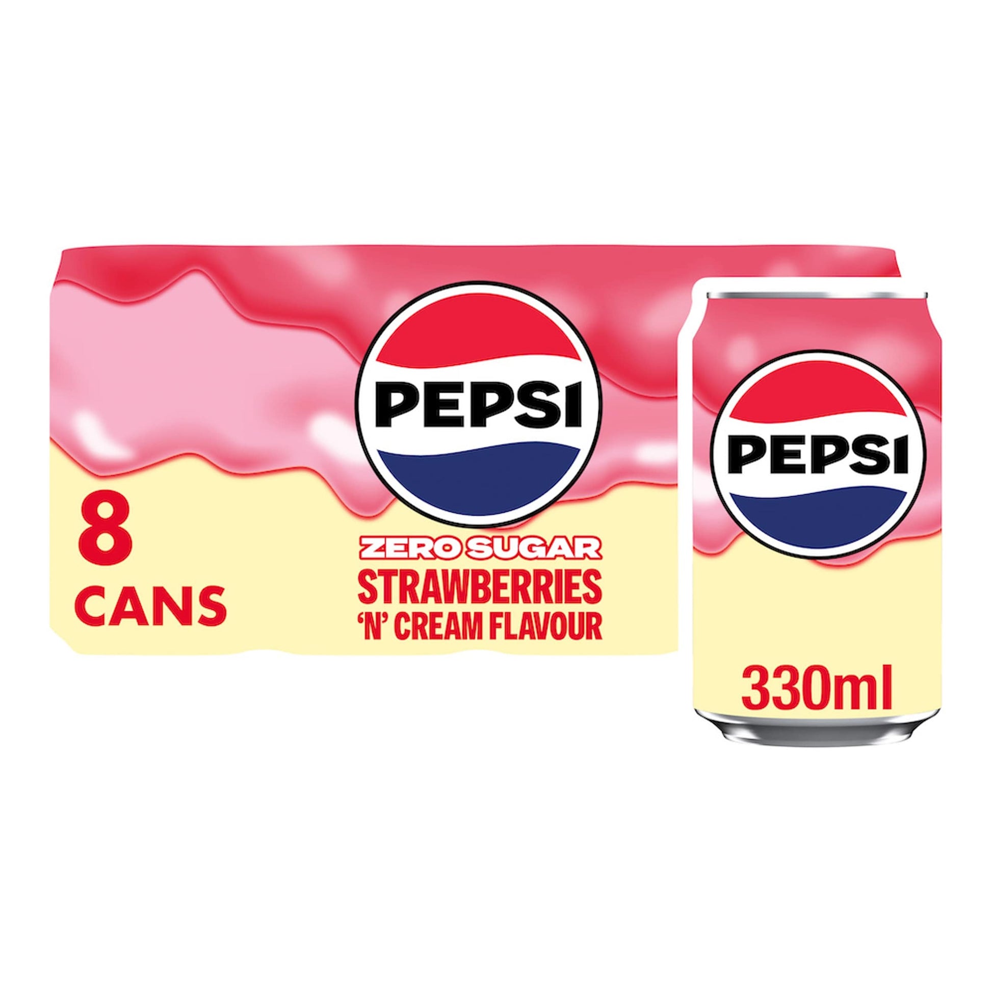 Pepsi Strawberries 'n' Cream Soft Drink Cans 8x330ml — image 1