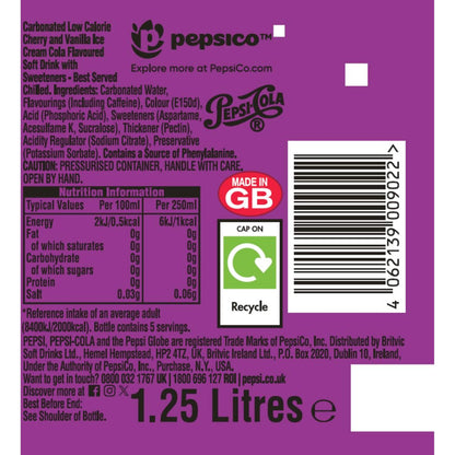 Pepsi Zero Sugar Cherry & Vanilla Flavour 1.25L — image 4