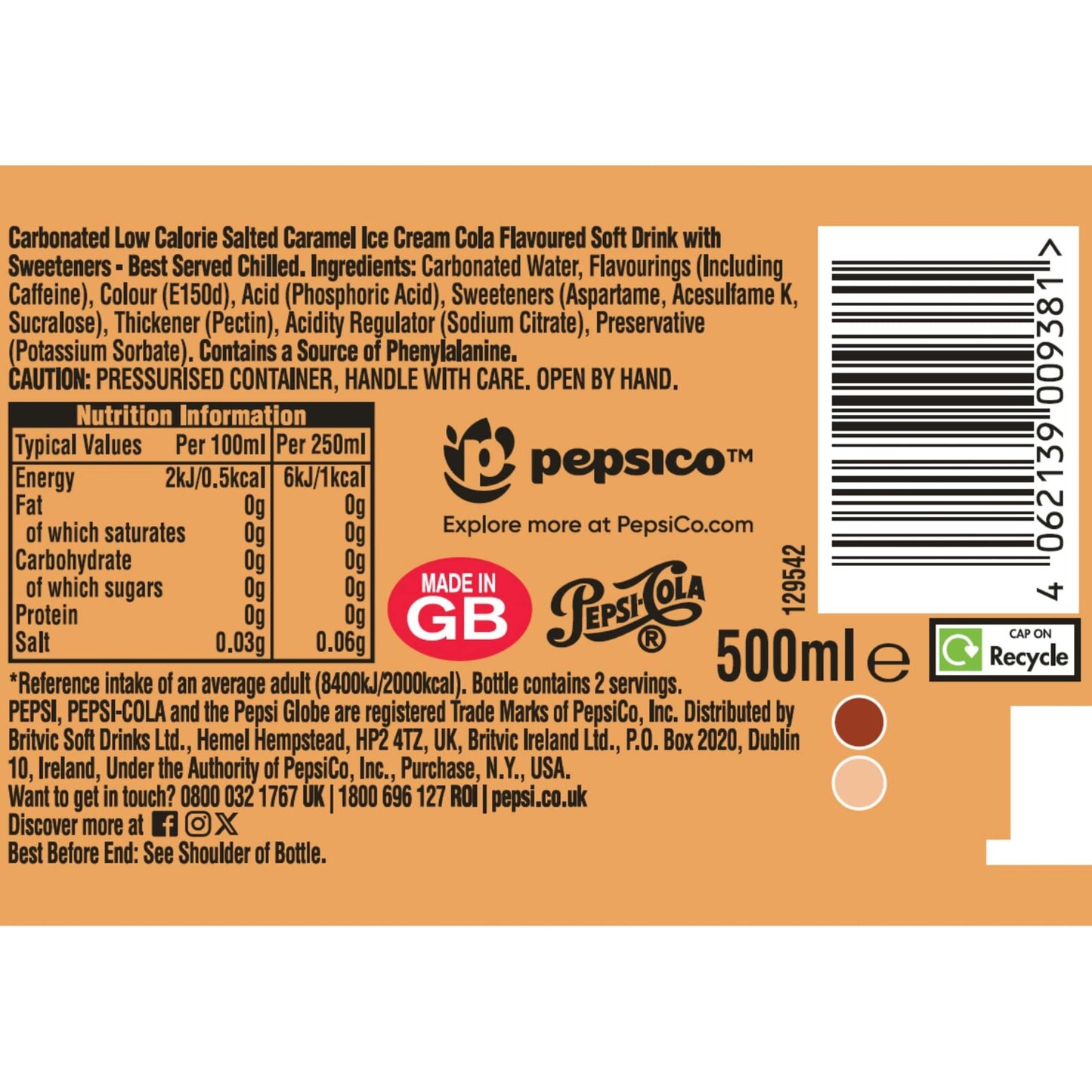 PEPSI Zero Sugar Salted Caramel Flavour 500ML — image 3