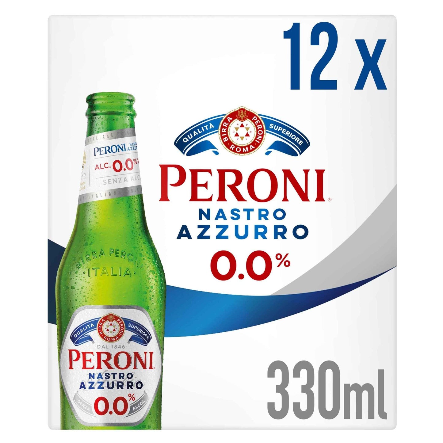 PERONI Nastro Azzurro 0% Alcohol Free Beer Bottles 12x330ml