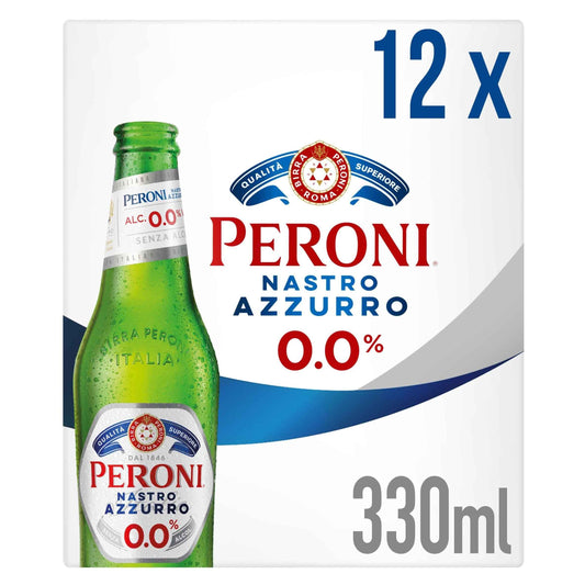 PERONI Nastro Azzurro 0% Alcohol Free Beer Bottles 12x330ml