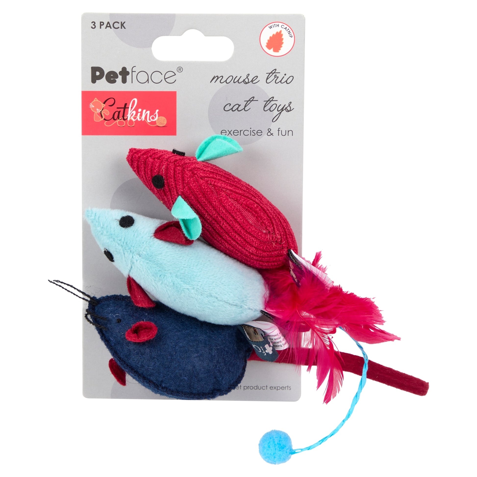 PETFACE CATKINS MOUSE CAT TOYS 3 PACK — image 1