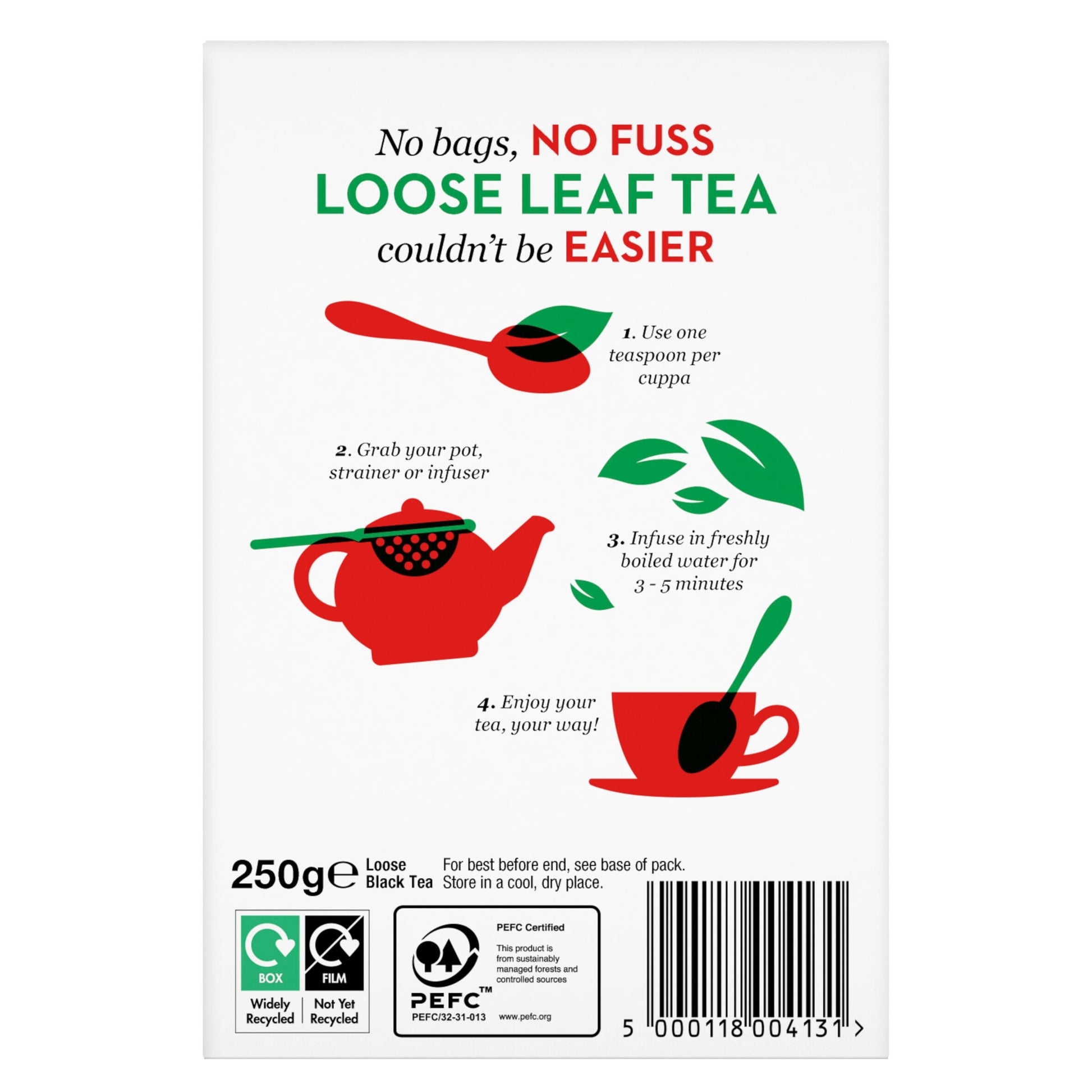 PG Tips Loose Leaf Black Tea 80 Cups 250g — image 2