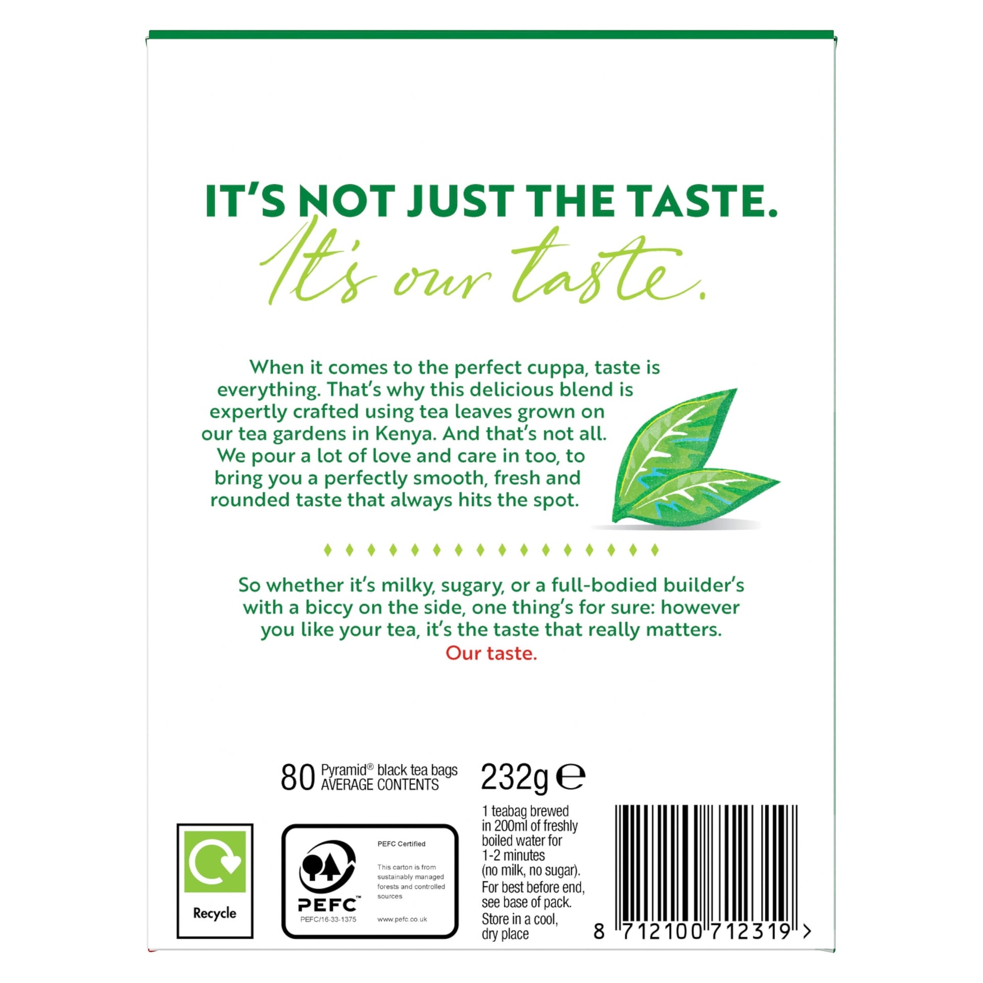 PG Tips Original Black Tea 80 Tea Bags 232g — image 2