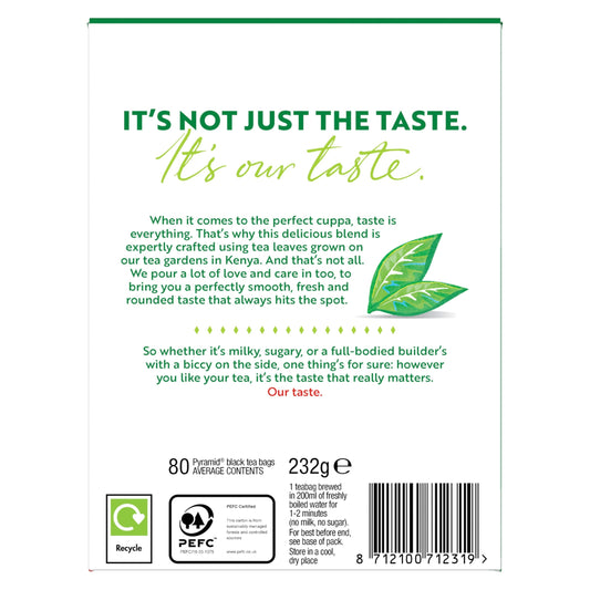 PG Tips Original Black Tea 80 Tea Bags 232g — image 2