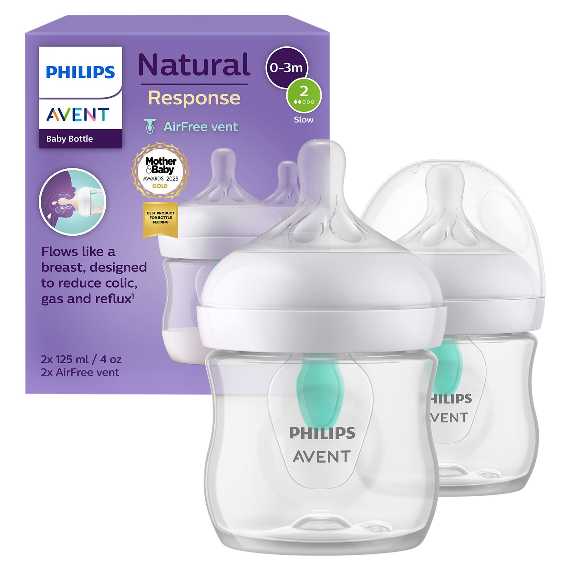 Philips Avent Natural Response Bottle AirFree Vent 0m+ 2 x 125ml — image 1