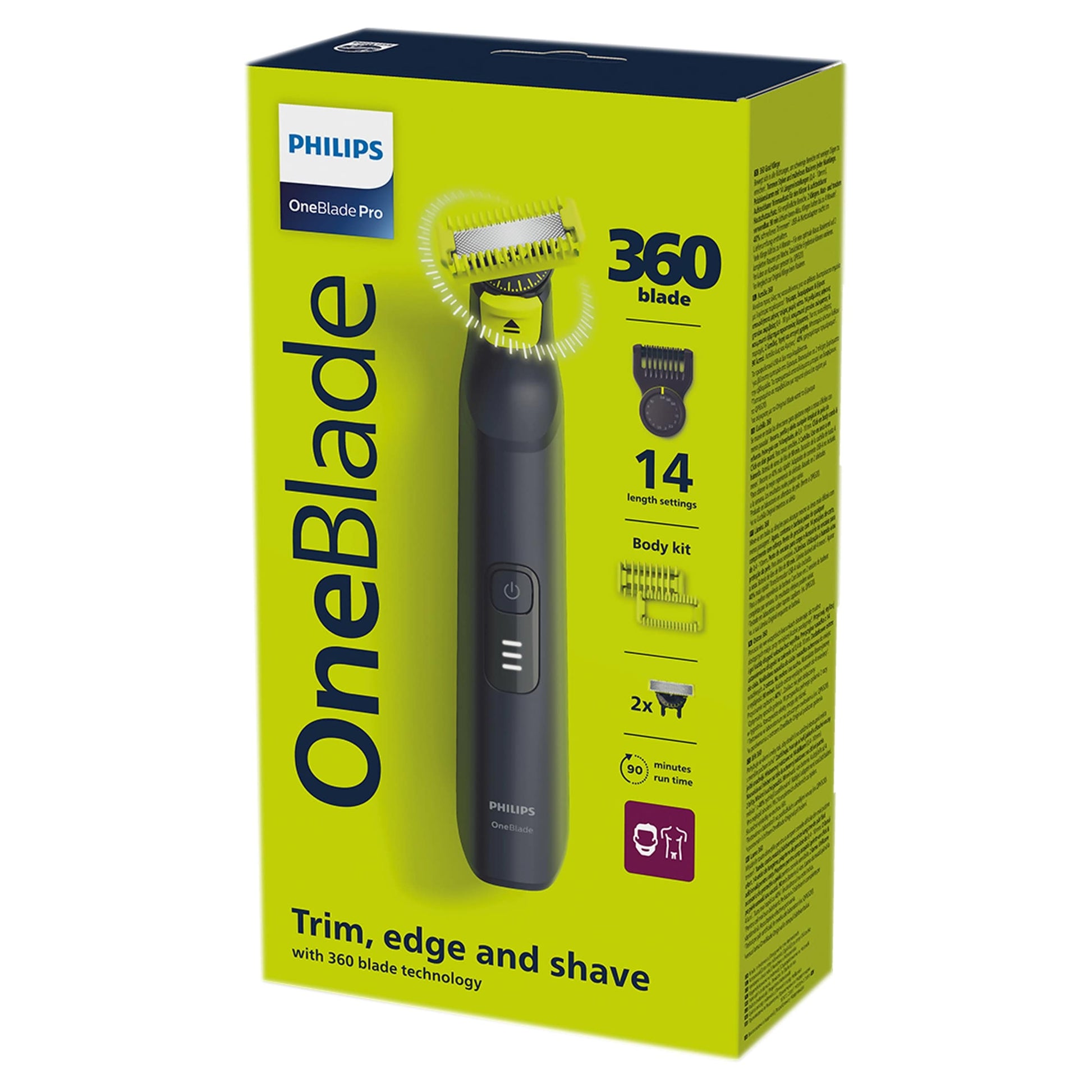 Philips OneBlade Pro 360 Beard Trimmer, Face & Body, 14-in-1,Travel Pouch & 360 blade-QP6542/15 — image 1