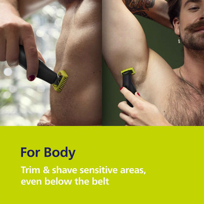 PHILIPS Oneblade Pro 360 Beard Trimmer, Face & Body, 14-in-1,travel