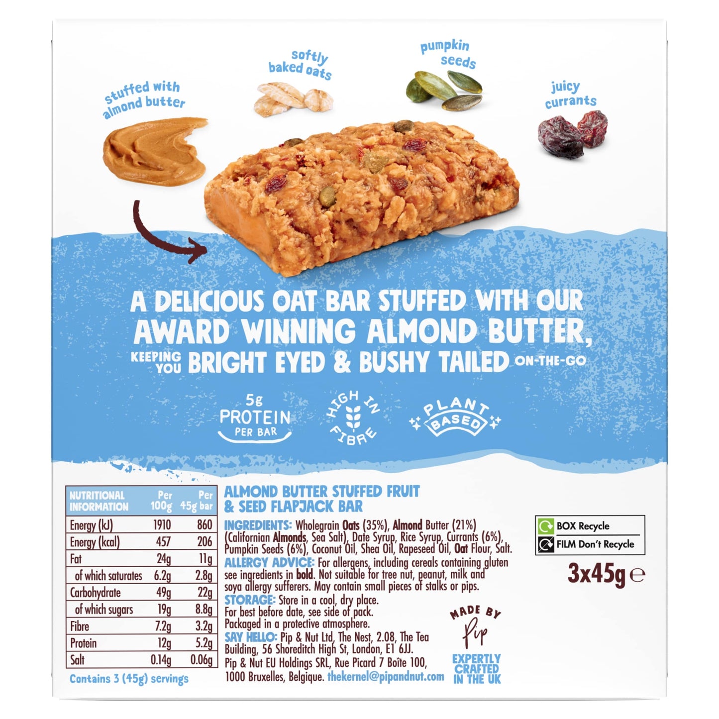 Pip & Nut Almond Butter Stuffed Original Oat Bar 3 x 45g — image 2