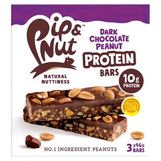 Pip & Nut Dark Chocolate Peanut Protein Bar 3 x 46g — image 1
