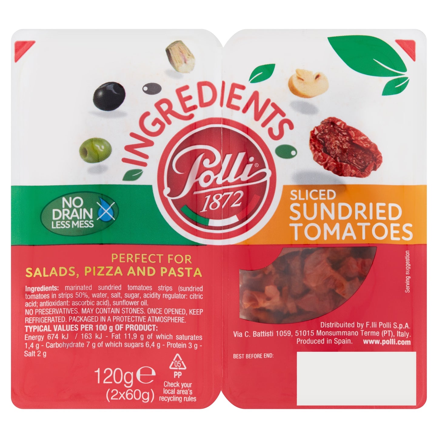 Polli Ingredient Sliced Sundried Tomatoes 120G — image 1