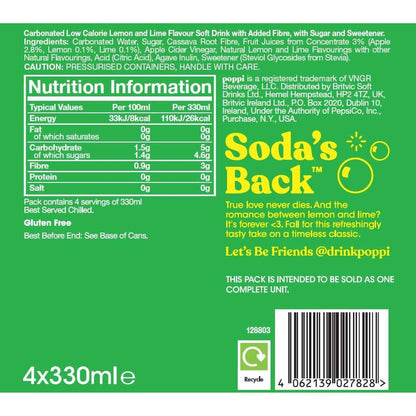 Poppi Lemon & Lime Soda Cans 4x330ml — image 4